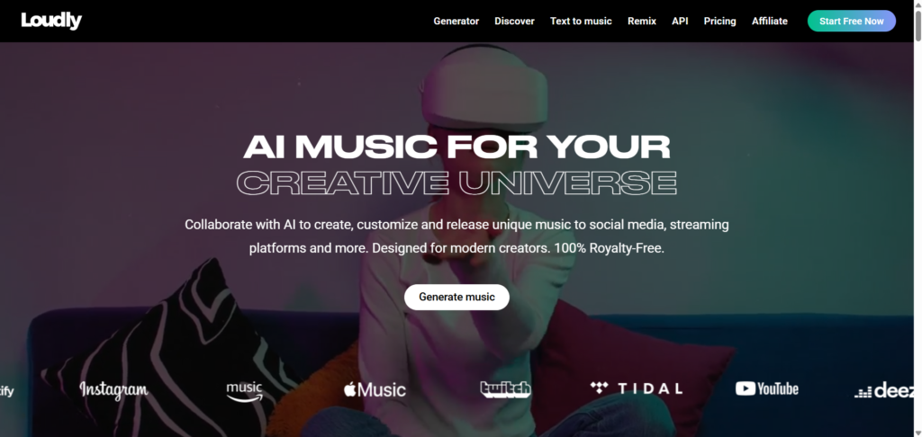 loudly.com website interface