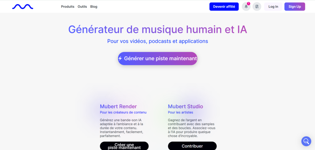 mubert.com website interface